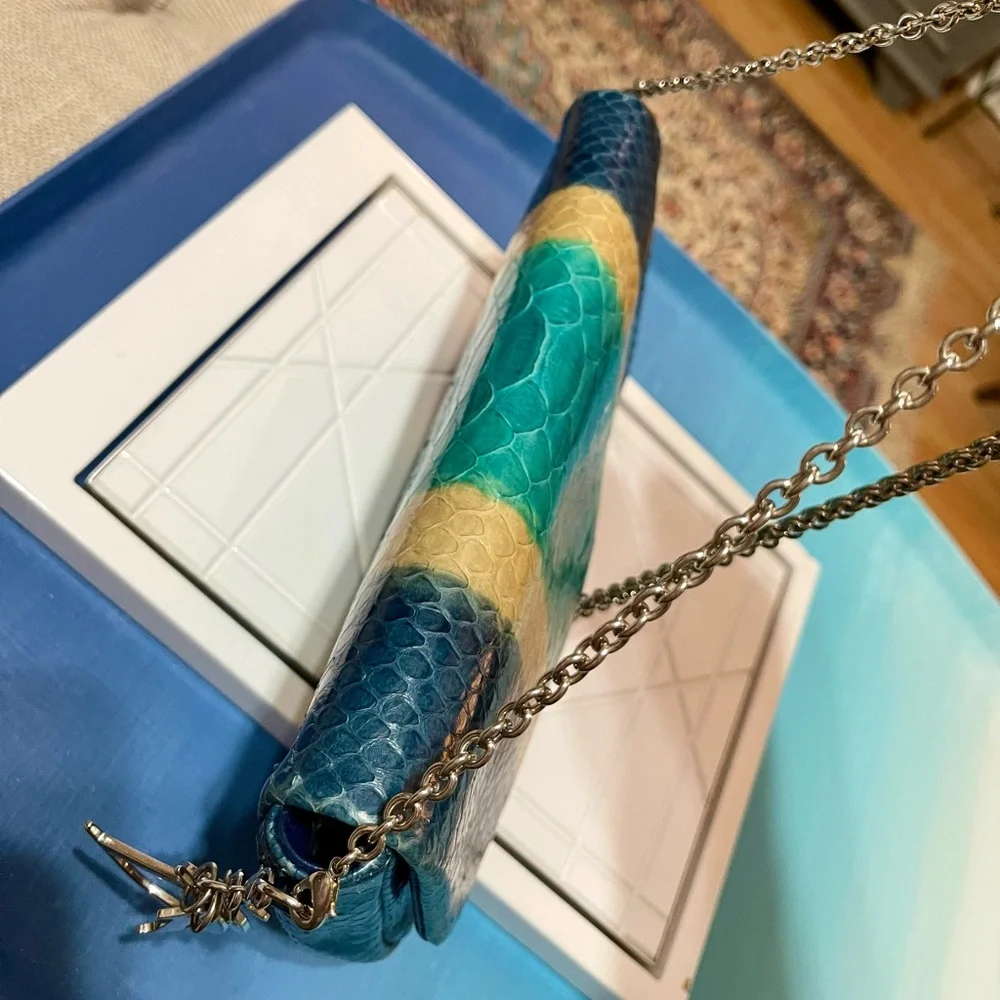 Dior Blue Python & Leather WOC Bag - Picture 15 of 16